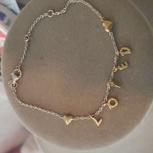 - Pandora silver 925 bracelet gold lettering loved boxed bagged one size ♥️